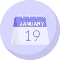19:e av januari glyf platt bubbla ikon vektor
