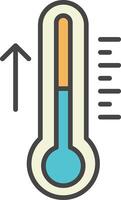 termometer linje fylld ljus ikon vektor