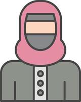 Frau mit Niqab Linie gefüllt Licht Symbol vektor