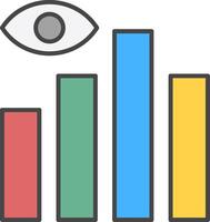 data visualisering linje fylld ljus ikon vektor