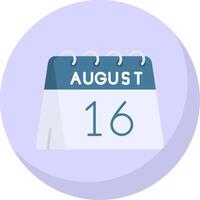 16: e av augusti glyf platt bubbla ikon vektor