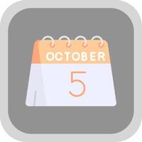 5:e av oktober platt runda hörn ikon vektor