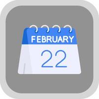 22 av februari platt runda hörn ikon vektor