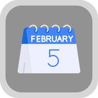 5:e av februari platt runda hörn ikon vektor