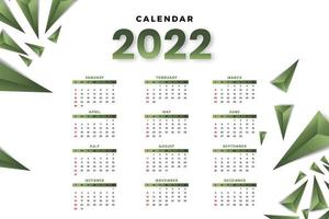 Monatskalendervorlage für das Jahr 2022. Woche beginnt am Sonntag. Wandkalender im minimalistischen Stil. vektor