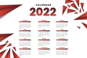 Monatskalendervorlage für das Jahr 2022. Woche beginnt am Sonntag. Wandkalender im minimalistischen Stil. vektor