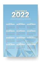 Monatskalendervorlage für das Jahr 2022. Woche beginnt am Sonntag. Wandkalender im minimalistischen Stil. vektor