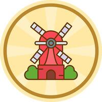 Windmühle Comic Kreis Symbol vektor