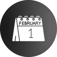 1 von Februar solide schwarz Symbol vektor