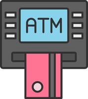Geldautomat Maschine Linie gefüllt Licht Symbol vektor