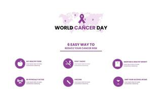 värld cancer medvetenhet sex poäng infographic mall vektor