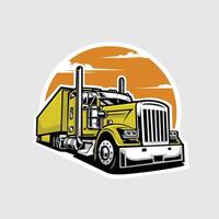 halb LKW 18 Wheeler Fracht Vektor Kunst Illustration isoliert. Beste zum Trucker T-Shirt Design