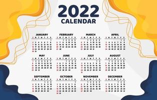 kalender för 2022 mallbakgrund vektor