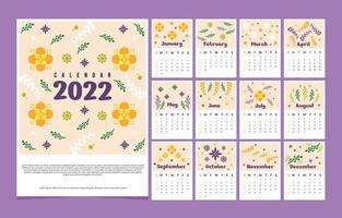 florale Kalendervorlage 2022 vektor