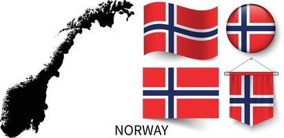 Karte von Norwegen und das verschiedene Flaggen von Norwegen vektor