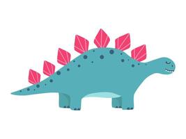 illustration av söt tecknad serie dinosaurie på vit bakgrund. kan vara Begagnade för barns rum, klistermärke, t-shirt, råna och Övrig design. söt liten stegosaurus. vektor