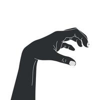 mänsklig hand silhuett som visar skrämmande gest. monster klo hand. varelse kliar sig hand. vektor illustration