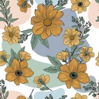 abstrakt Flerfärgad blomning blommor motiv arrangemang med medium tona, Allt över vektor design med bakgrund illustration digital bild för omslag papper eller textil- utskrift