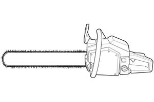 Kettensäge isoliert Illustration, Vektor Linie Kunst, Kettensäge Vektor, Benzin Kette gesehen, modern Kettensäge, Kettensäge Konzept, Linie Vektor.