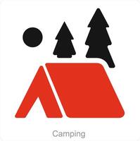 Camping und Deckel Symbol Konzept vektor