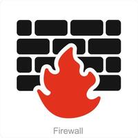 Firewall und Flamme Symbol Konzept vektor