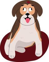 beagle hund sitter och utseende på nyckelpiga vektor