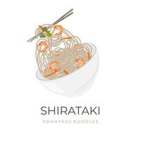 Levitation Shirataki Nudeln oder konjac Nudeln Vektor Illustration Logo