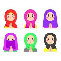 söt klistermärke av kvinna i hijab, konst illustration vektor