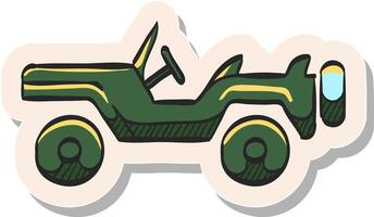 Hand gezeichnet Militär- Fahrzeug Symbol im Aufkleber Stil Vektor Illustration