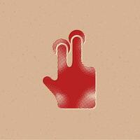 Finger Geste Halbton Stil Symbol mit Grunge Hintergrund Vektor Illustration