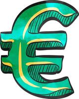 euro valuta symbol ikon i Färg teckning. pengar, marknadsföra, handel, Råvara, Europa vektor