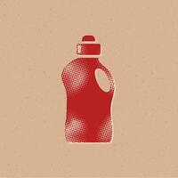 Waschmittel Flasche Halbton Stil Symbol mit Grunge Hintergrund Vektor Illustration