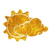 Hand gezeichnet Wetter Prognose teilweise sonnig Symbol im Gold vereiteln Textur Vektor Illustration