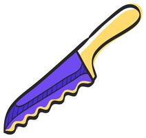 Brot Messer Symbol im Hand gezeichnet Farbe Vektor Illustration