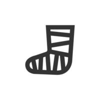 verletzt Fuß Symbol im dick Gliederung Stil. schwarz und Weiß einfarbig Vektor Illustration.