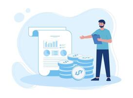 en man analyser tillväxt data begrepp platt illustration vektor