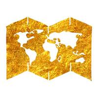 hand dragen Karta ikon i guld folie textur vektor illustration