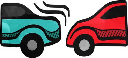 Auto Absturz Symbol im Farbe Zeichnung. Automobil Unfall Vorfall Versicherung Anspruch vektor