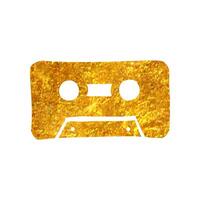 Hand gezeichnet Band Kassette Symbol im Gold vereiteln Textur Vektor Illustration