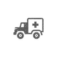 Militär- Krankenwagen Symbol im Grunge Textur Vektor Illustration