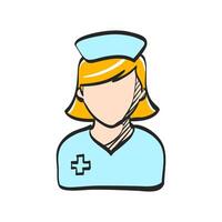 Krankenschwester Symbol im Hand gezeichnet Farbe Vektor Illustration