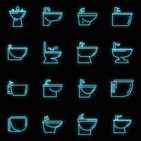 Zuhause Bidet Symbole einstellen Vektor Neon-