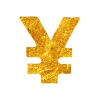 Hand gezeichnet Japan Yen Symbol Symbol im Gold vereiteln Textur Vektor Illustration