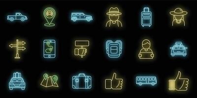 Trampen Automobil Symbole einstellen Vektor Neon-