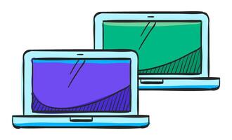 Laptops Symbol im Hand gezeichnet Farbe Vektor Illustration