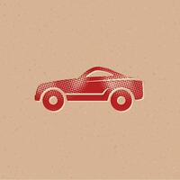 Sport Auto Halbton Stil Symbol mit Grunge Hintergrund Vektor Illustration