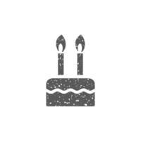 Geburtstag Kuchen Symbol im Grunge Textur Vektor Illustration