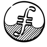 Hand gezeichnet Vektor Illustration von Filecoin Kryptowährung Symbol.