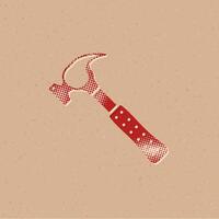 Hammer Halbton Stil Symbol mit Grunge Hintergrund Vektor Illustration