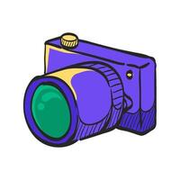 kamera ikon i hand dragen Färg vektor illustration